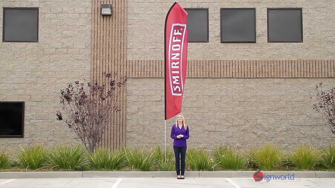 16' Advertising Feather Flag with Ground Spike Flag Kit - Custom