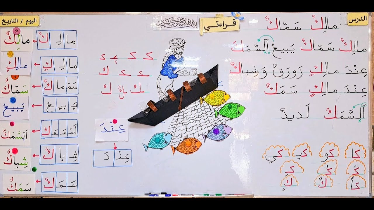 قراءة صف أول أبتدائي //درس ( مالِكٌ سَمّاكٌ ) #تعلم_القراءة_والكتابة_معنا_بسهولة