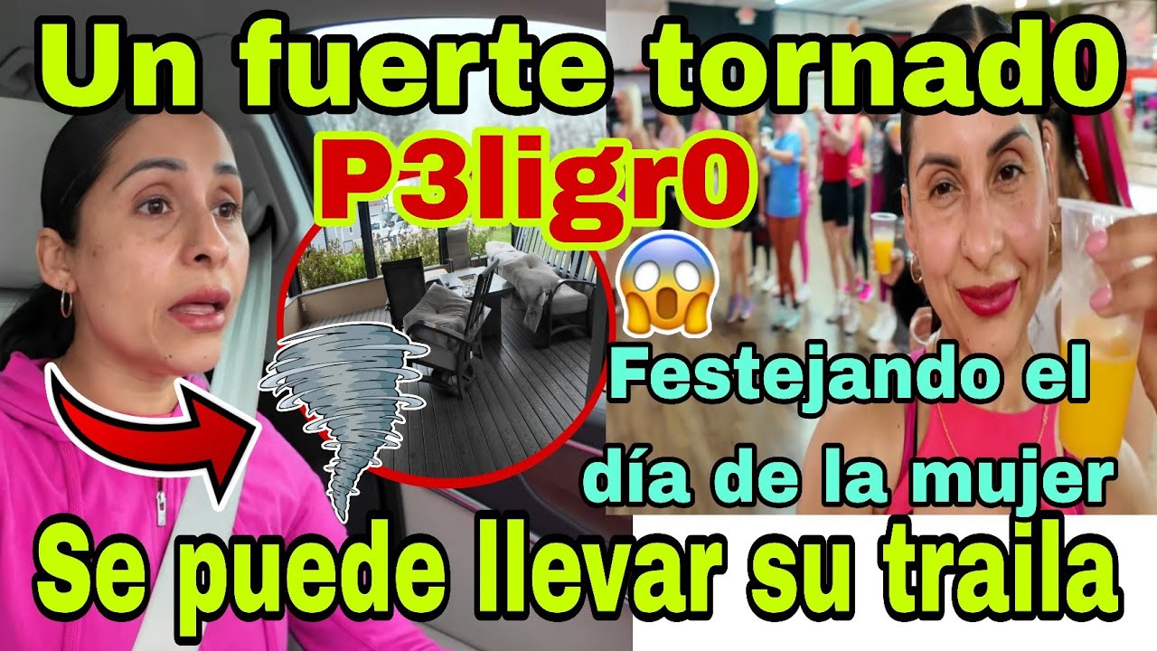 🚨Un fuerte tornado💥🌪P3ligr0⚠️Se puede llevar su traila😮Festejando el día de la mujer🫢