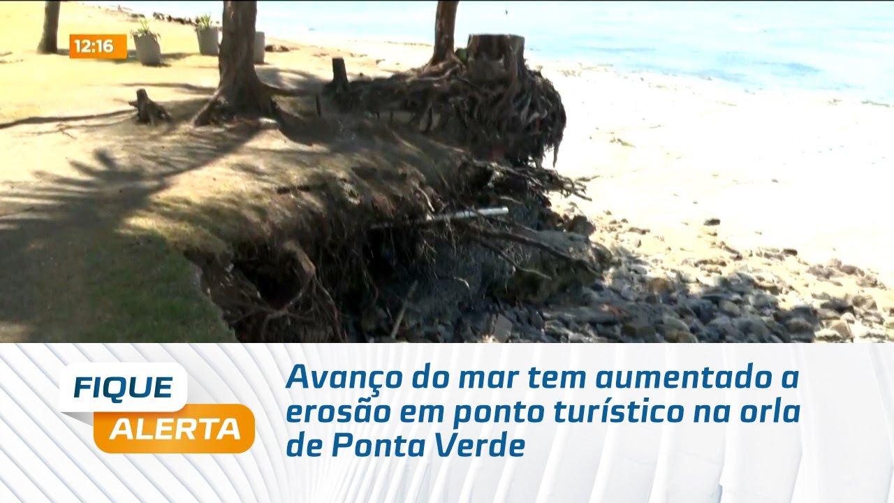 Avanço do mar tem aumentado a erosão em ponto turístico na orla de Ponta Verde
