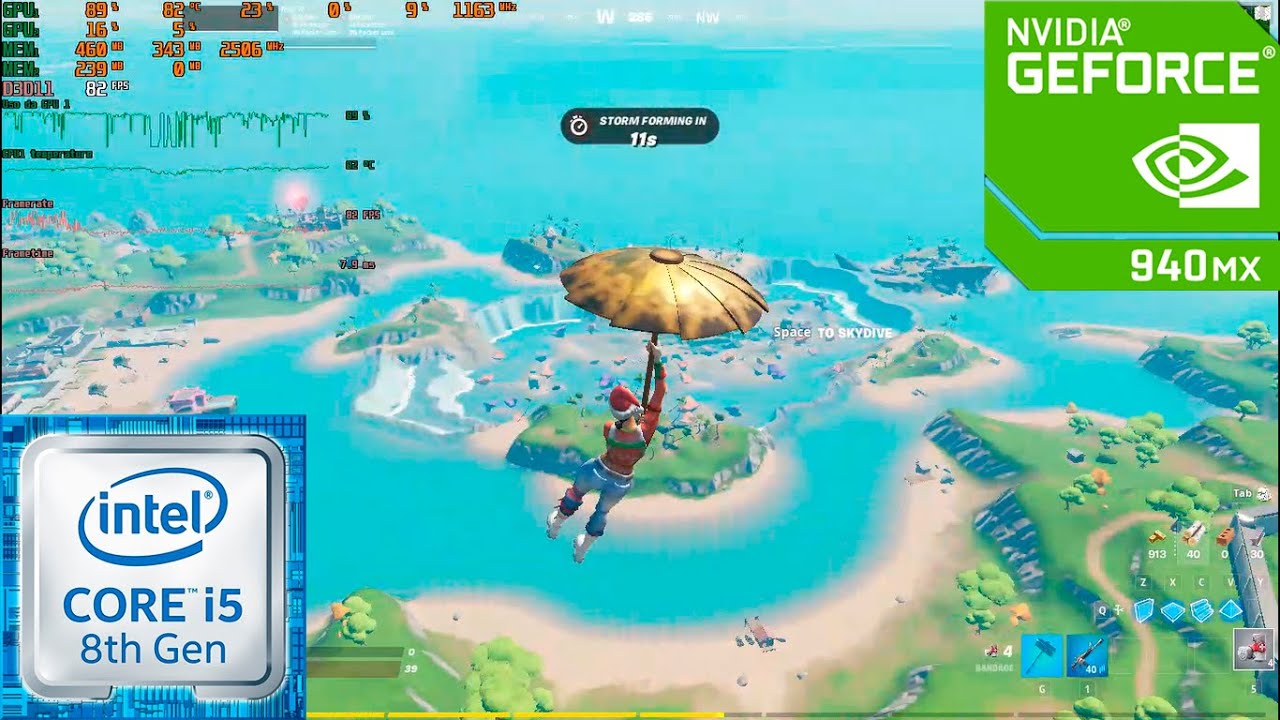 Fortnite : GeForce MX130 + i5-8250U