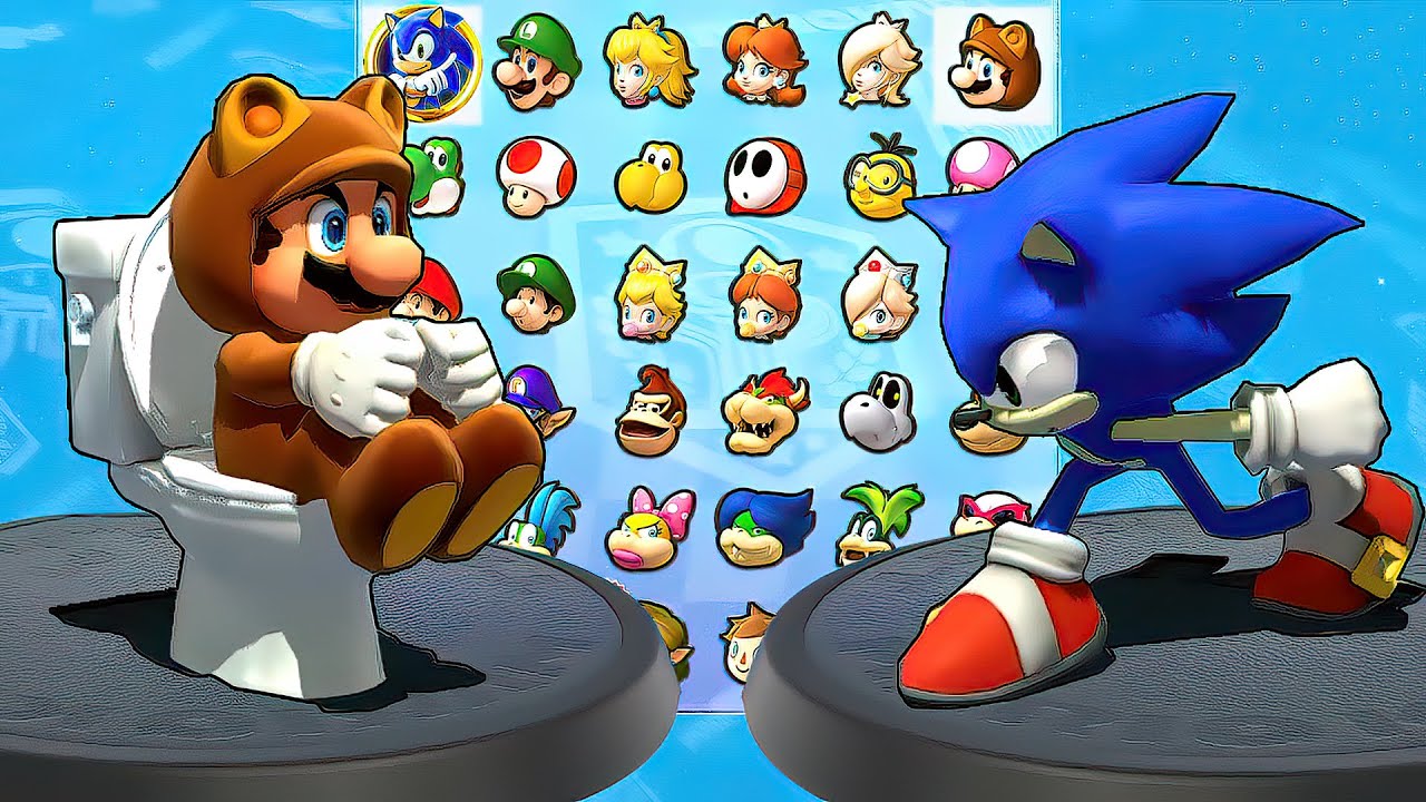 Mario Kart 8 Deluxe - Mario Tanooki Vs Sonic  [2 Player] The Top Racing Game on Nintendo Switch