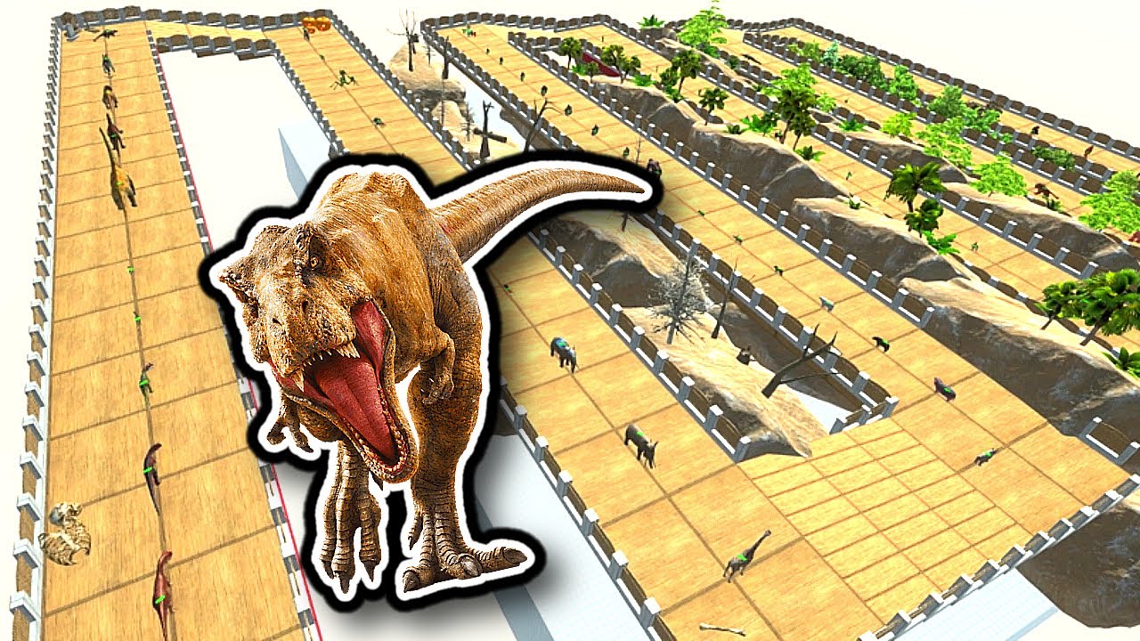 Can Carnivore Dinosaurs Hunt ALL UNITS In The Gardens DEATHRUN?! - Animal Revolt Battle Simulator