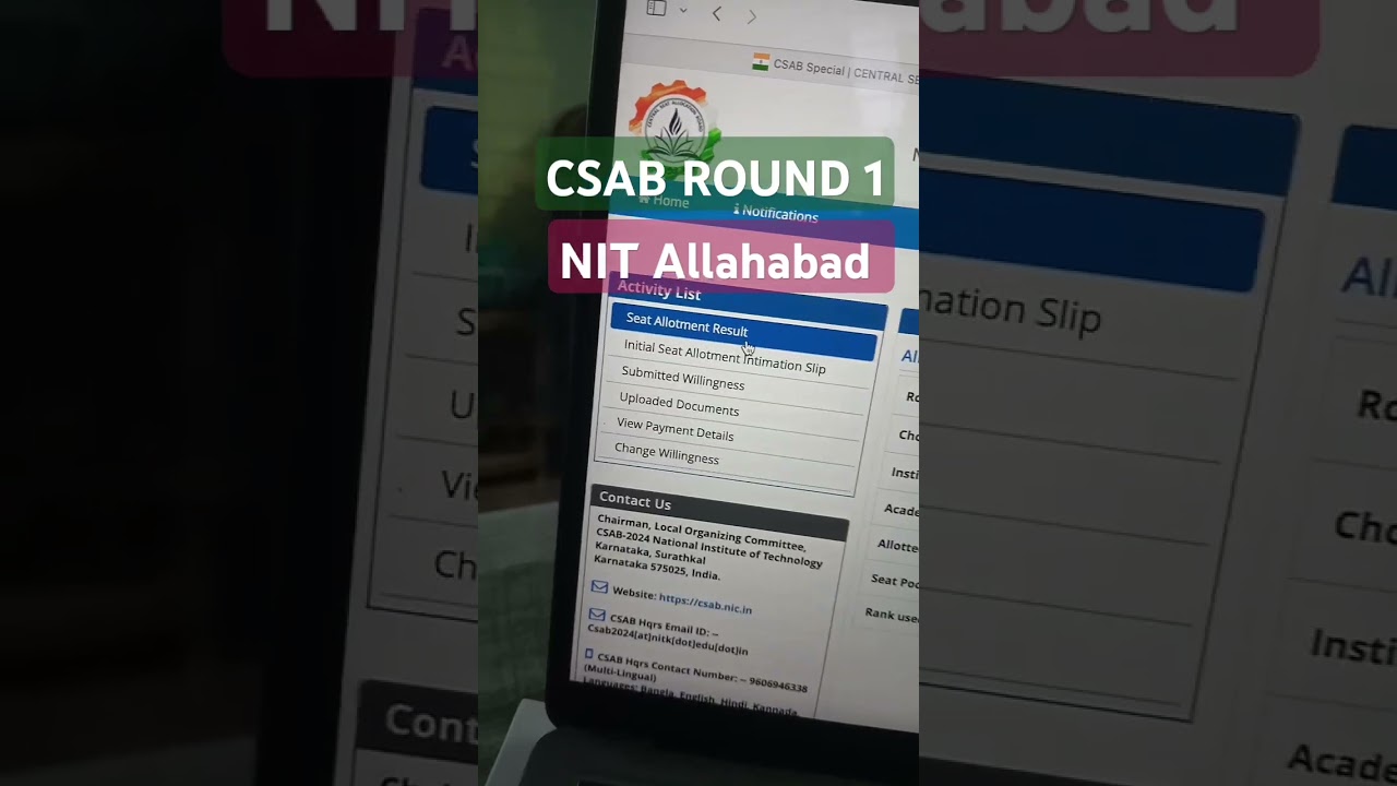 I got NIT allahabad In round 1 of csab#Josaa#csab#mnnitallahabad