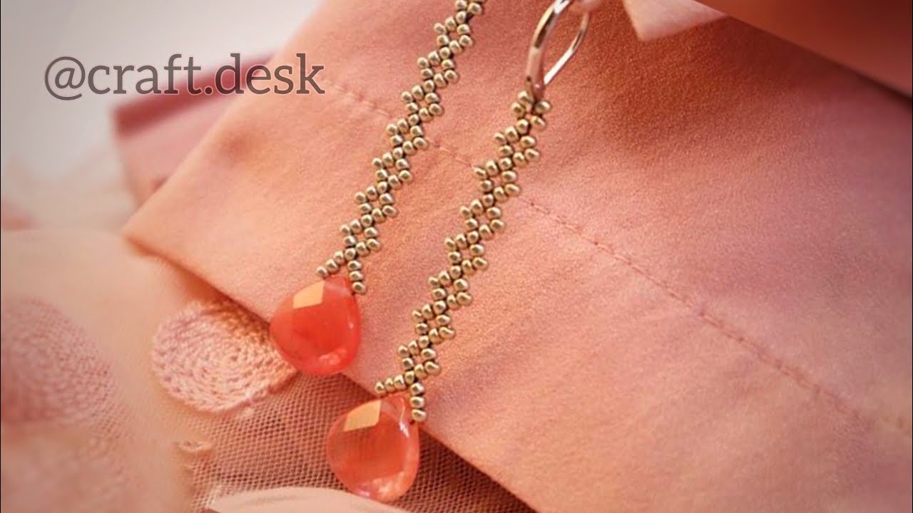 Briolette & Seed Bead Earrings/ Diamond beaded long Earrings