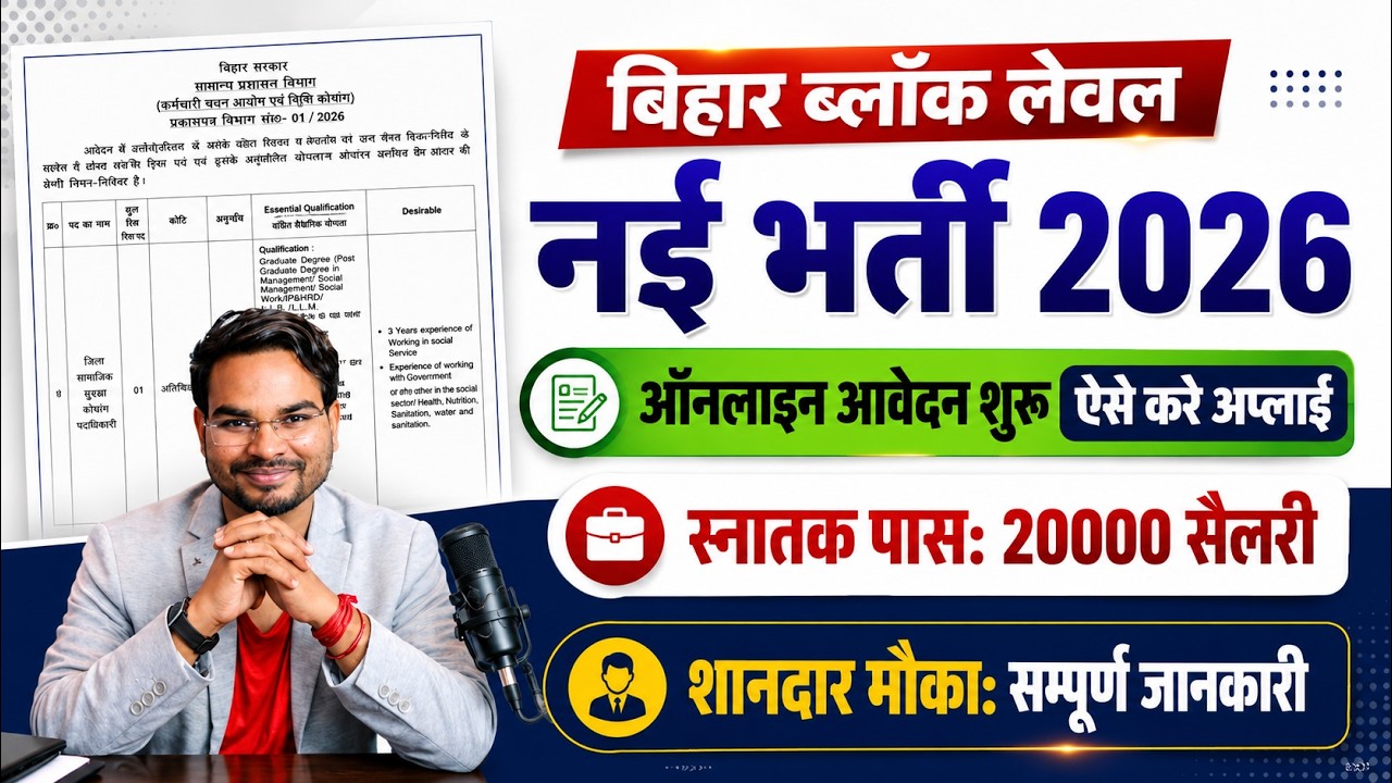 Bihar Block Level Bharti 2026 Apply Online Start | Bihar Block Coordinator Vacancy 2026 Full Details