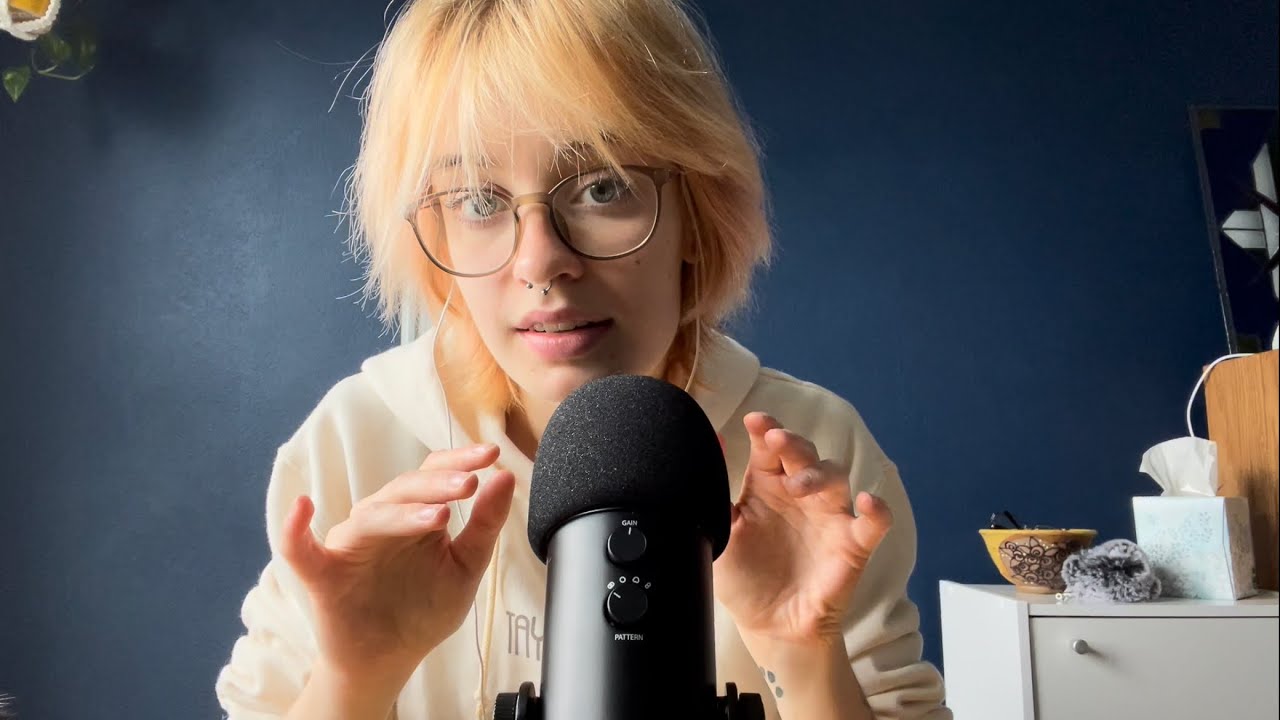 asmr up-close inaudible whispering and finger fluttering