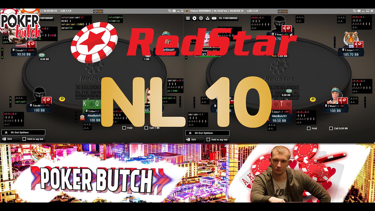 Poker Cash Red Star 10$  / Обучающее видео ( 2 стола)