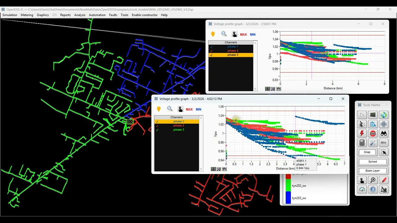 The interactive voltage profile graph in DSS-G v7