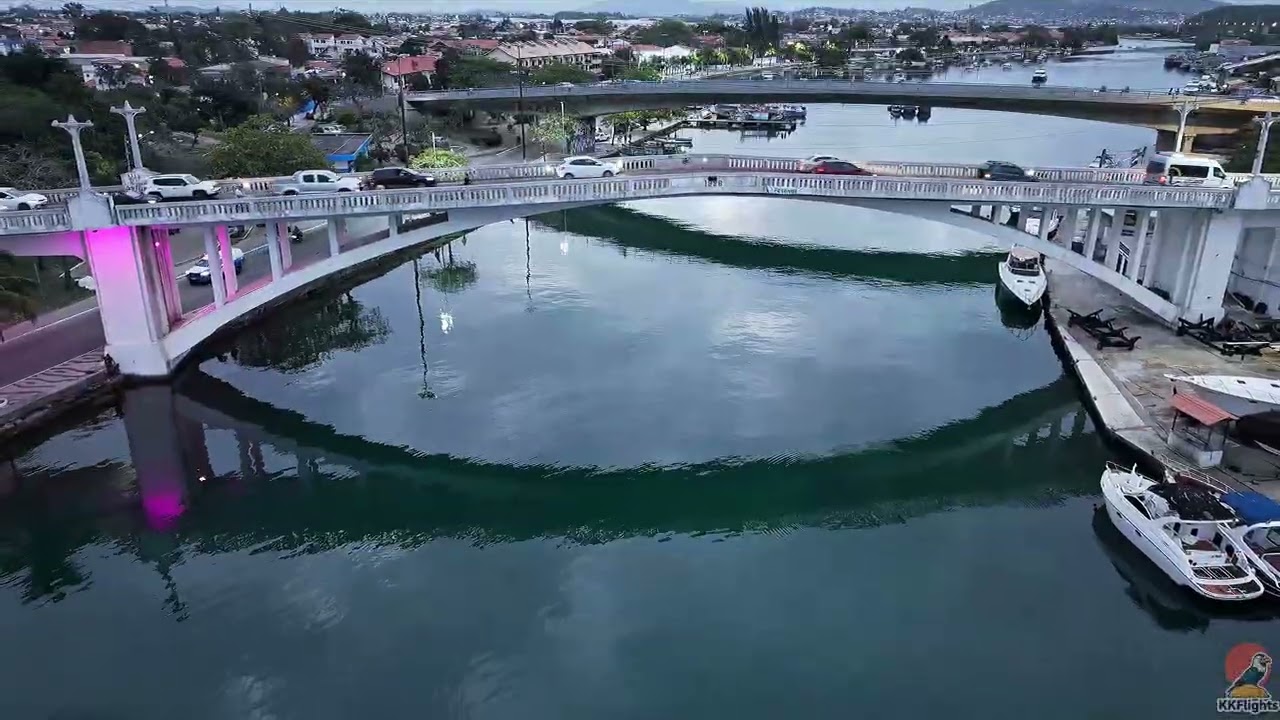 Cabo Frio - Anoitecer no Canal do Itajuru! Drone DJI Air 3S. Legendado e com Narração #drone #air3S 