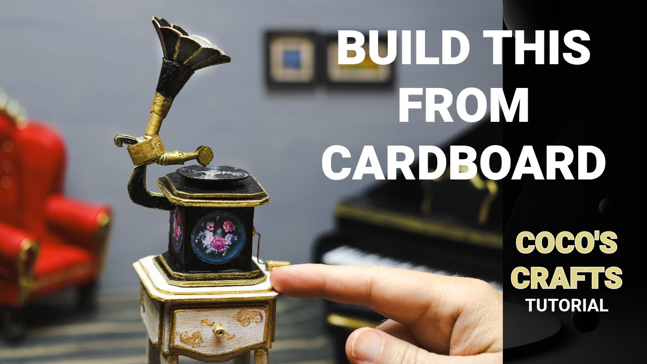 How to make a miniature phonograph from cardboard. #miniature #cardboardcraft