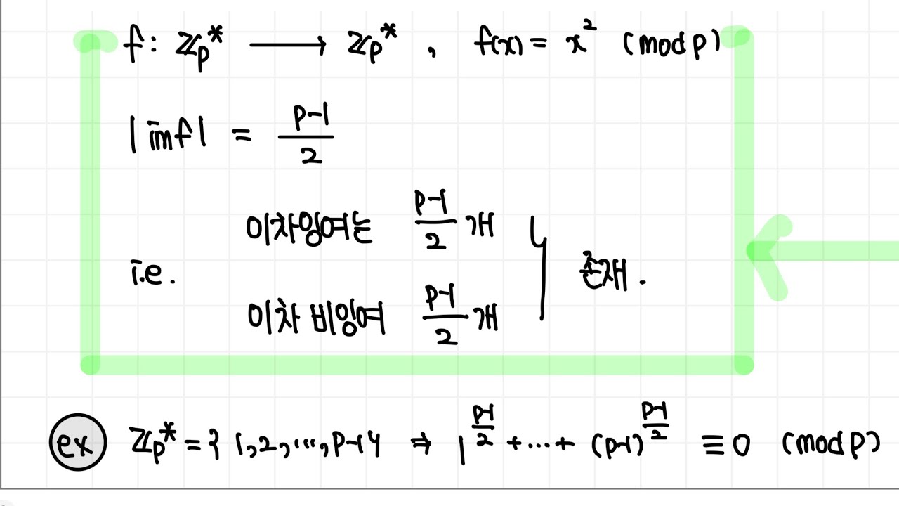 [정수론] 이차잉여 개념2 | 이차잉여의 개수=이차비잉여의 개수