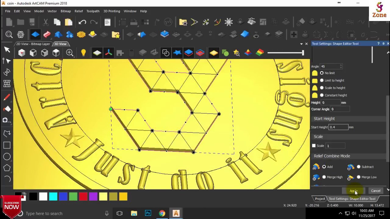 How to make a Coin Design in Artcam 2018