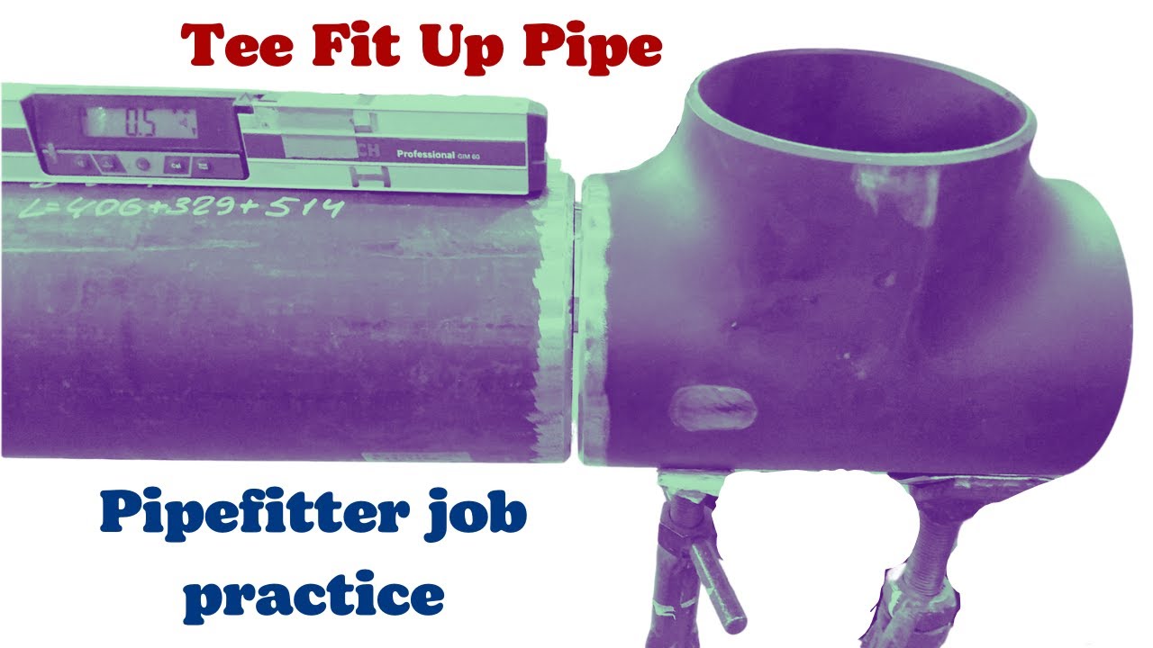 Pipe Fabrication. Pipefitter job practice.Tee fit up pipe.