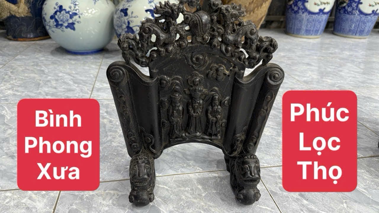 Giới thiệu gốm chu đậu xưa, gốm tàu thành hoá, chậu rồng vàng, đĩa gốm sưu tầm, phong Phúc Lọc Thọ.