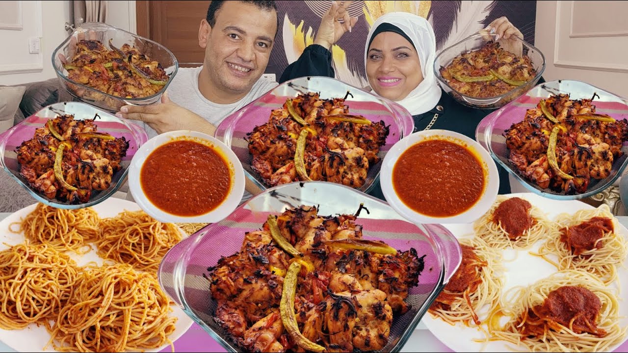 تحدي اكل/ع حتت الرومي العملاقه يعني طواجن اكتاف الرومي في الفرن و مكرونه اسباجته تحدي بعد فرح محمد💃