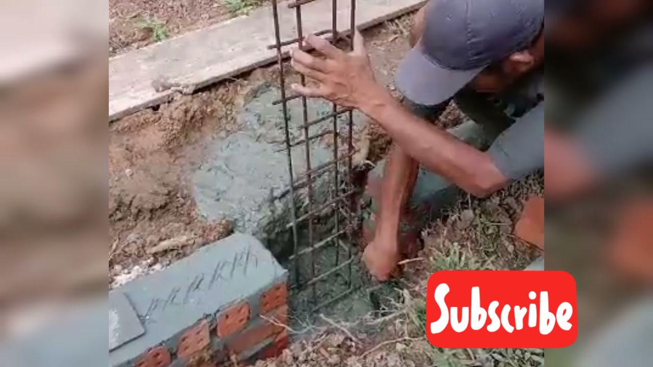 cara membuat tiang pagar beton || cor pondasi tiang