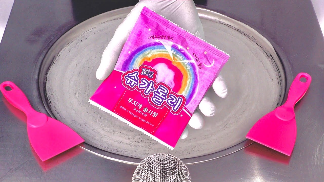 Cotton Candy - Ice Cream Rolls | how to make Cotton Candy to delicious rolled fried Ice Cream (ASMR)