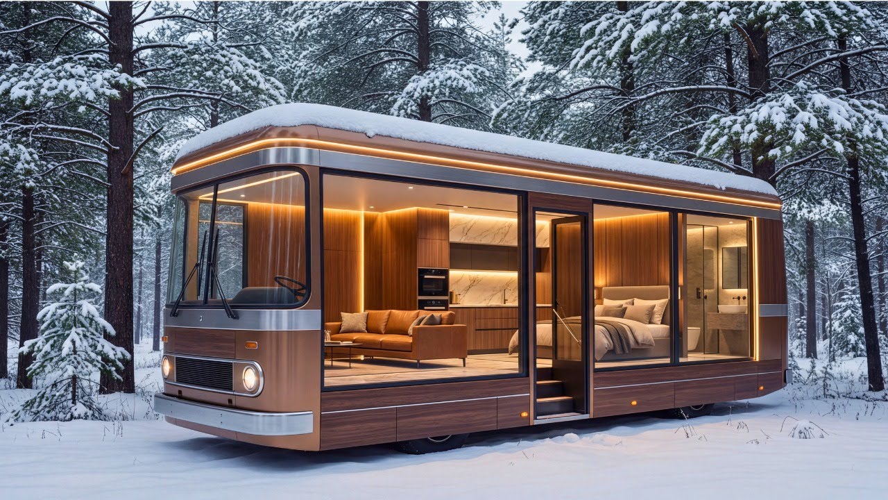 I Built a Luxury Cedar Cabin Inside an Abandoned Bus  Silent ASMR Build