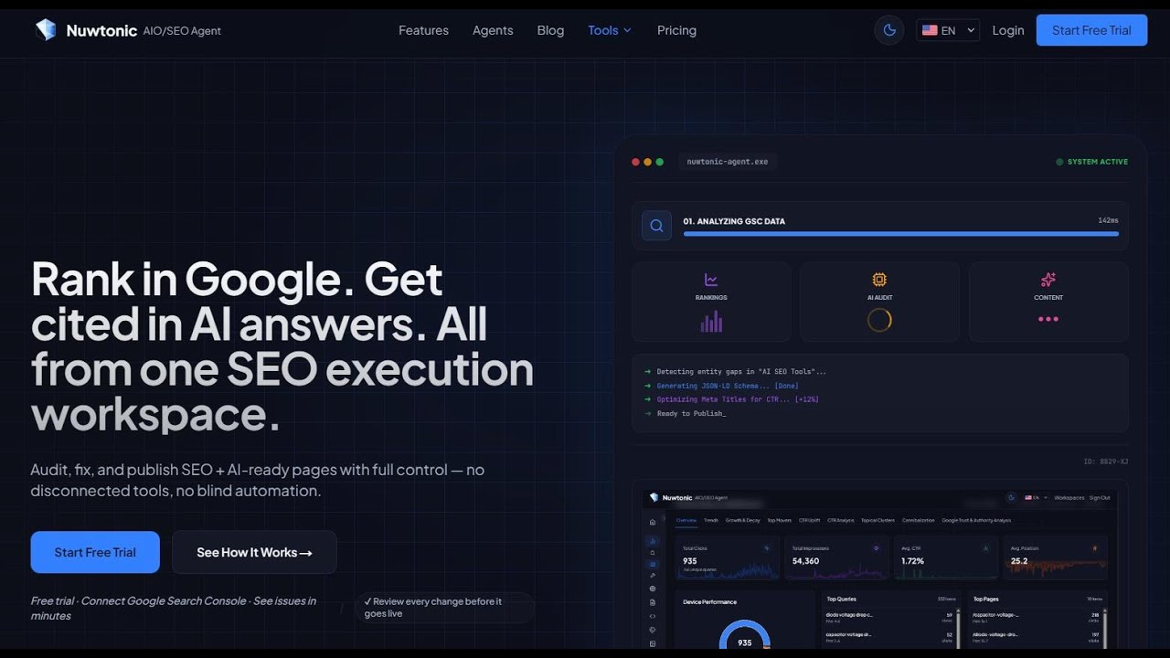 Nuwtonic testing - A nice and complete AIO/SEO Agentic and AI powered Suite
