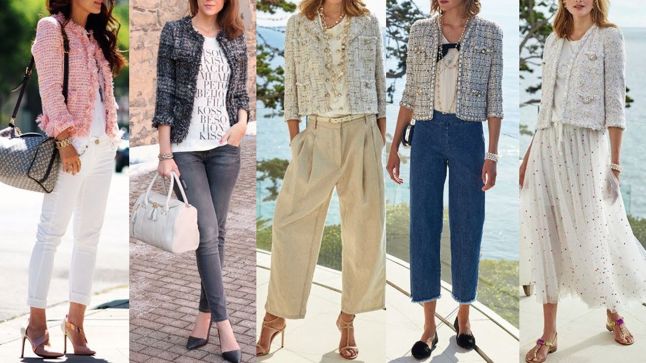 OUTFITS ELEGANTES Y CASUALES CON CHAQUETAS ESTILO CHANEL/ LOOKS Y OUTFITS CON CHAQUETAS TIPO CHANEL