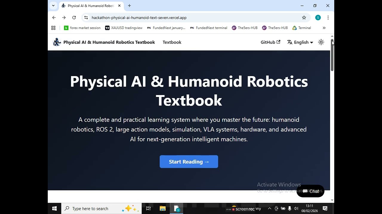 Hackathon I: Create a Textbook for Teaching Physical AI & Humanoid Robotics Course