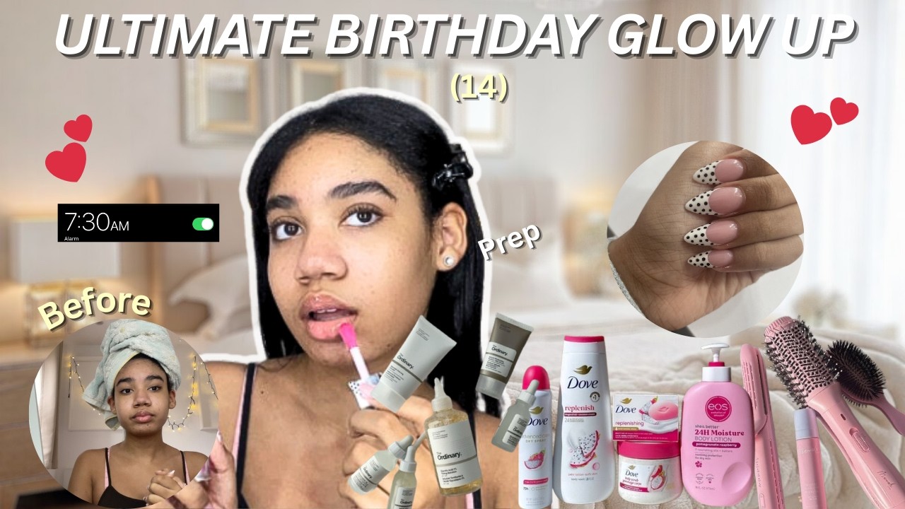 GLOW UP WITH ME for my *14* birthday✨| Nails, hair ect