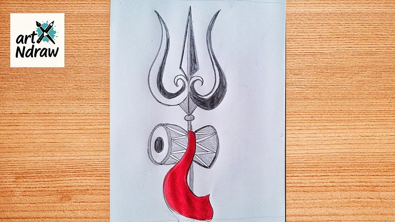 Lord Shiva Trishul Drawing | Easy Pencil Sketch Tutorial (2025)
