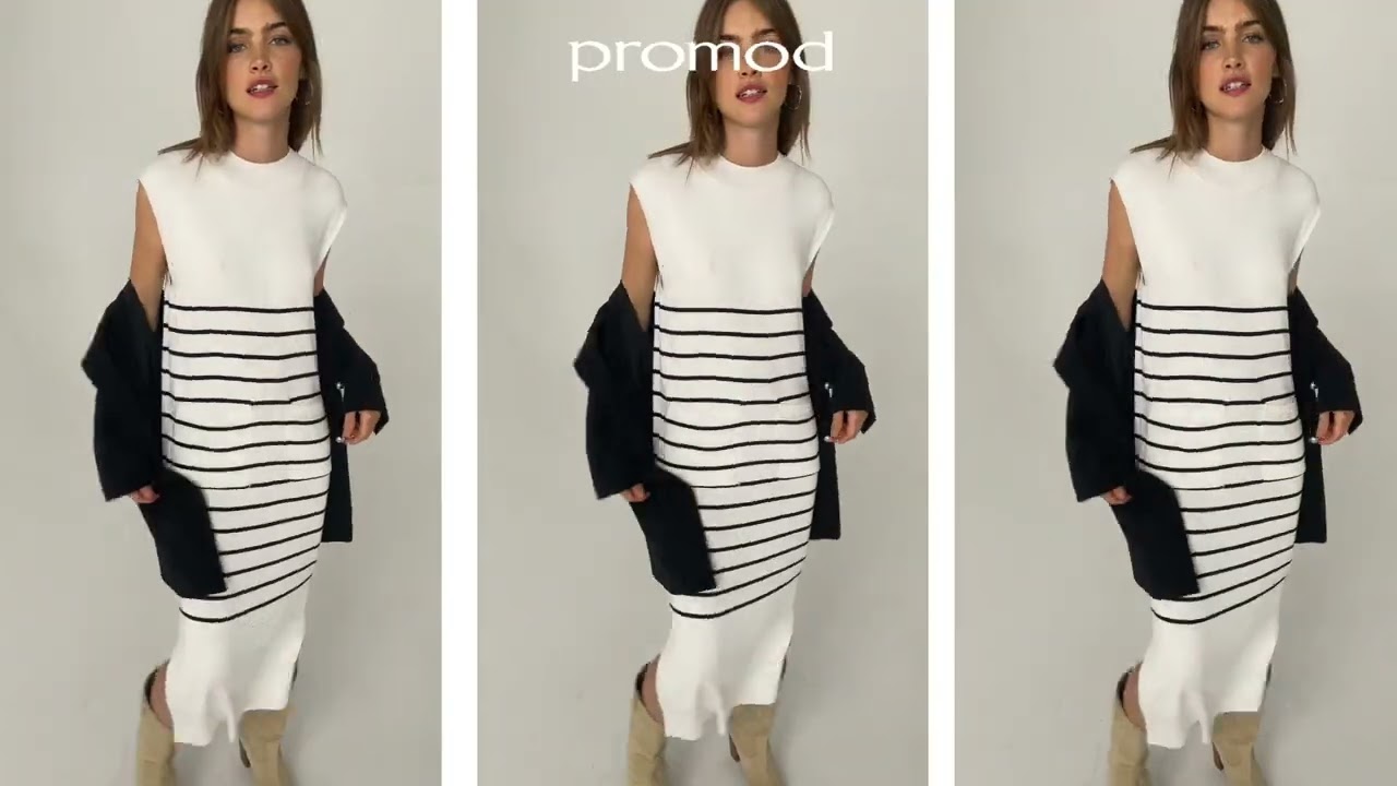La robe-pull ray&eacute;e marini&egrave;re by PROMOD