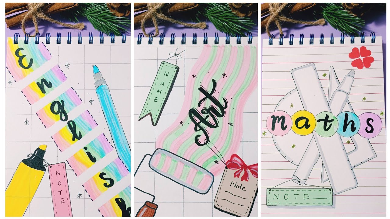 10 Subject Front Page Designs | Study Notebook Decoration Ideas ✨