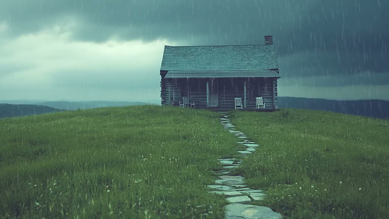 Night Rain on a Hill House | Deep Sleep and Stress Relief Sounds