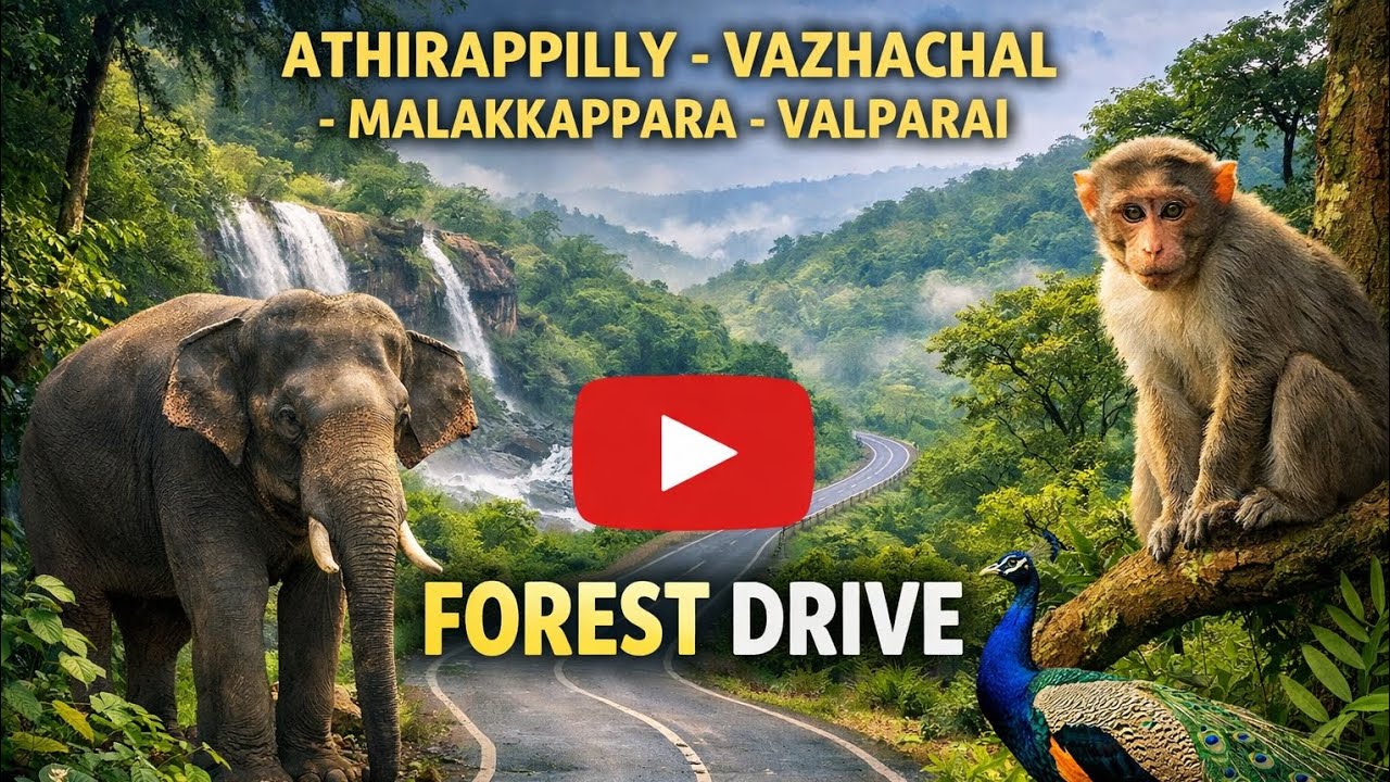 Athirappilly to Valparai Forest Drive 🌿 | Elephant, Monkey & Peacock Sighting | Varsharenju World