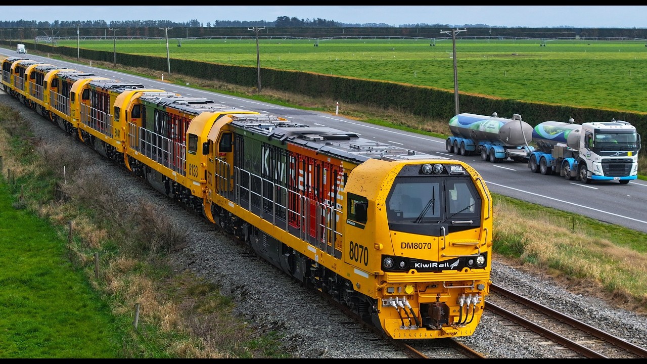 Spectacular Drone Footage - 7 New Locomotives Arrive in New Zealand