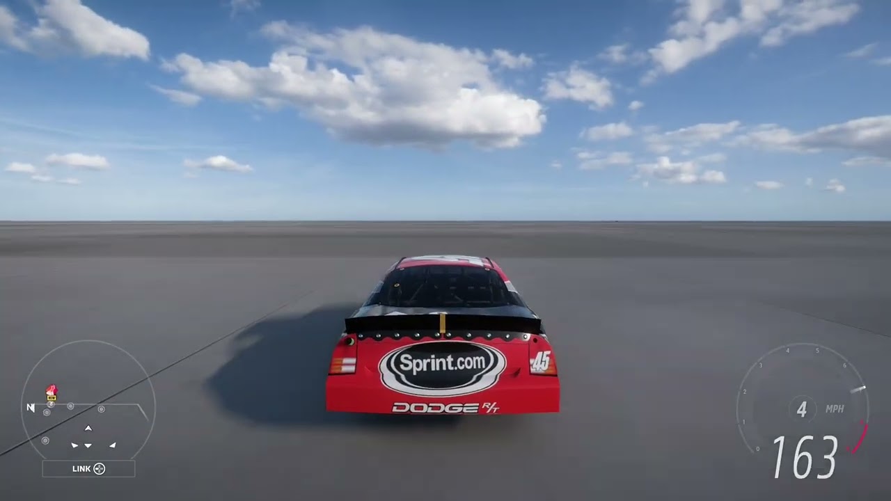 Driving the Kyle Petty 45 stock car in Forza Horizon 5. 
