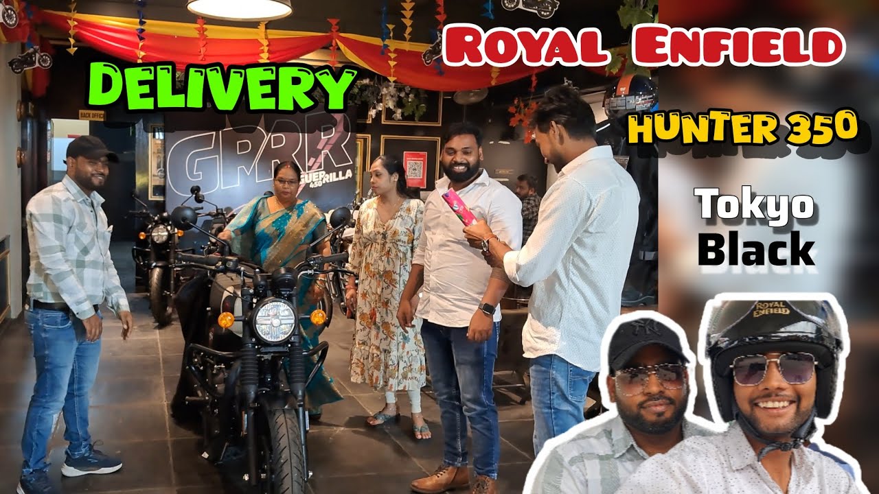 🔥Taking delivery of hunter 350😍 /Tokyo black😍 #hunter350  #royalenfield #motovlog #youtube 