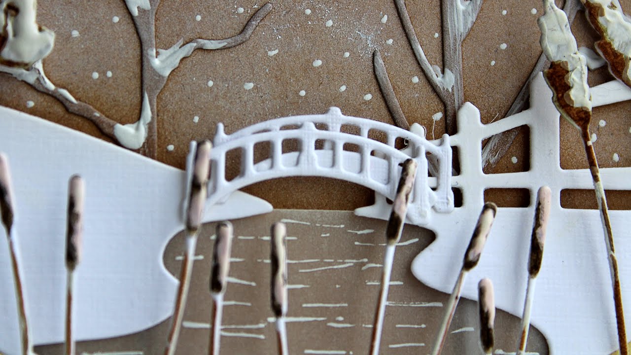 Frosted River - Layered Winter Scene Card
