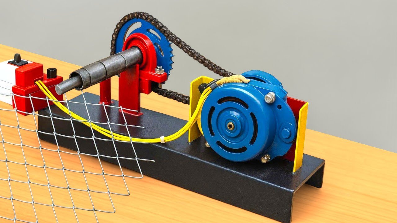 DIY Станок для изготовления сетки рабицы из двигателя стиральной машины