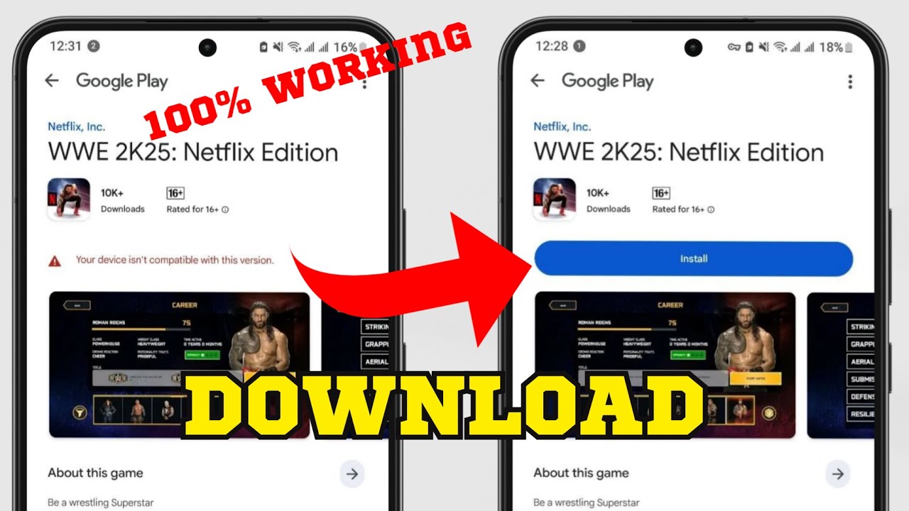WWE 2K25 Netflix Mobile - Fix “Your Device Isn’t Compatible with This Version” | Install WWE 2K25