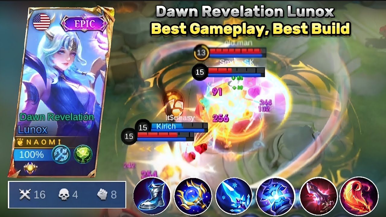 DAWN REVELATION LUNOX✨Best Gameplay, Best Build💖Lunox Epic Skin