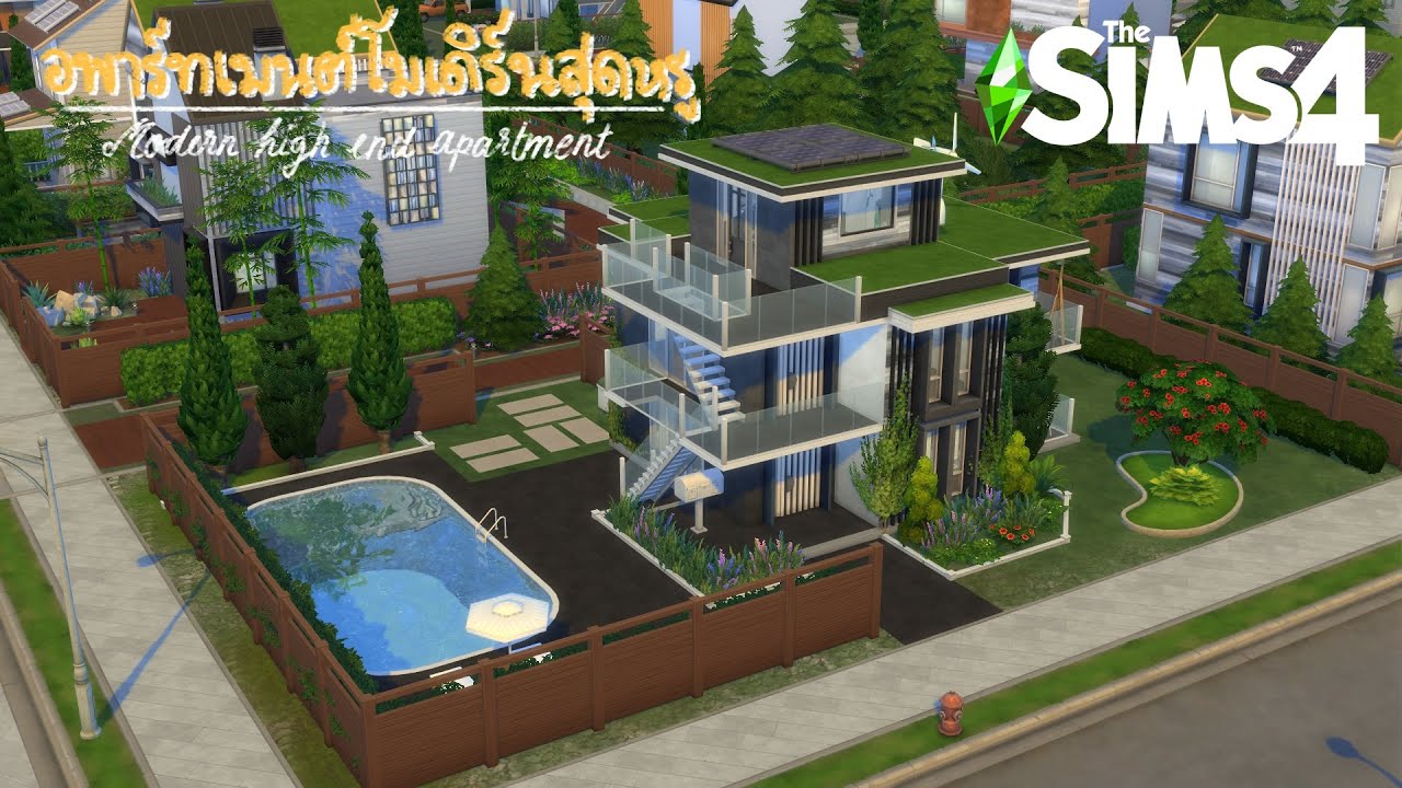 สร้างบ้านเช่า 3 ชั้น สไตล์ eco modern 🌱 the sims 4 speed build