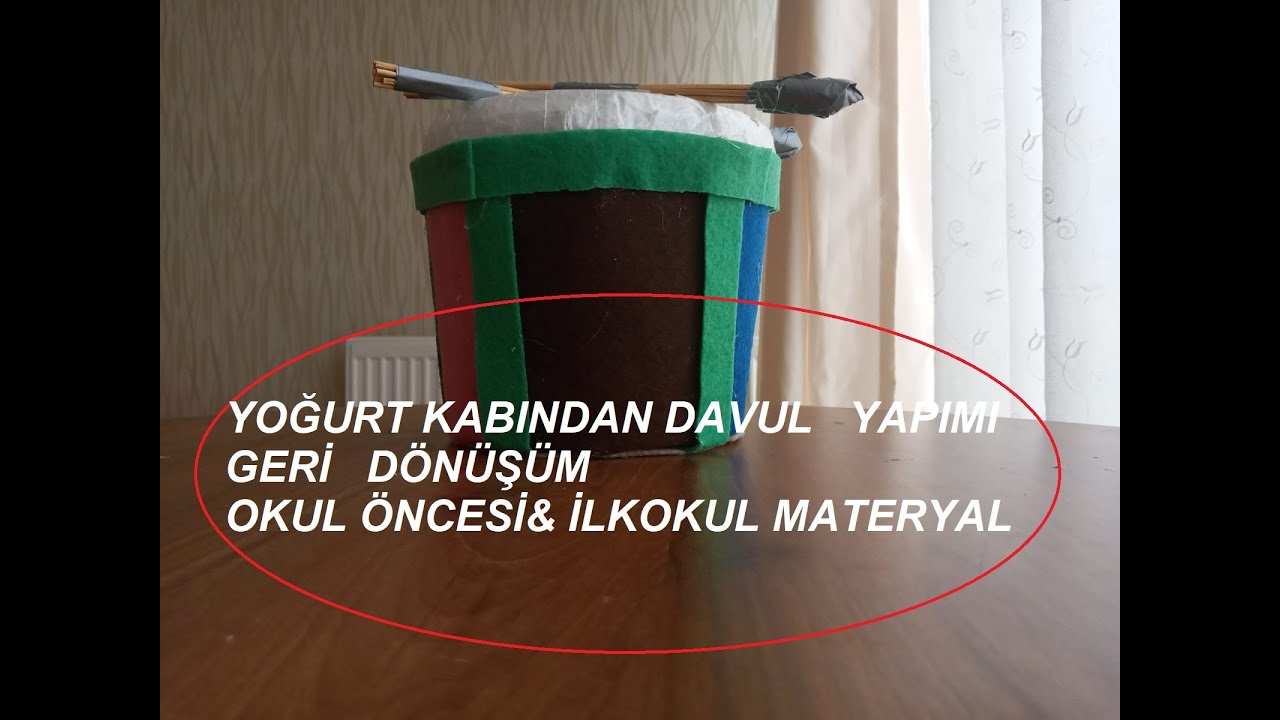 YOĞURT KABINDAN DAVUL YAPIMI,  OKUL ÖNCESİ&İLKOKUL MATERYAL, GERİ DÖNÜŞÜM