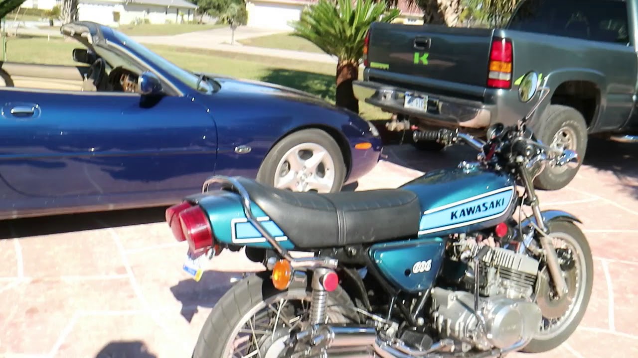 Kawasaki Triple (?) Seven cylinder running bike
