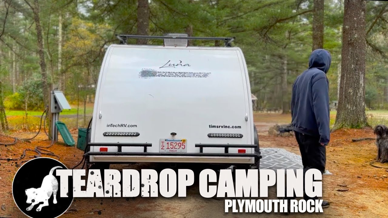 Teardrop RELAXING CAMPING. Camping with Intech Luna TRAILER. #plymouth #camping #dog #intech