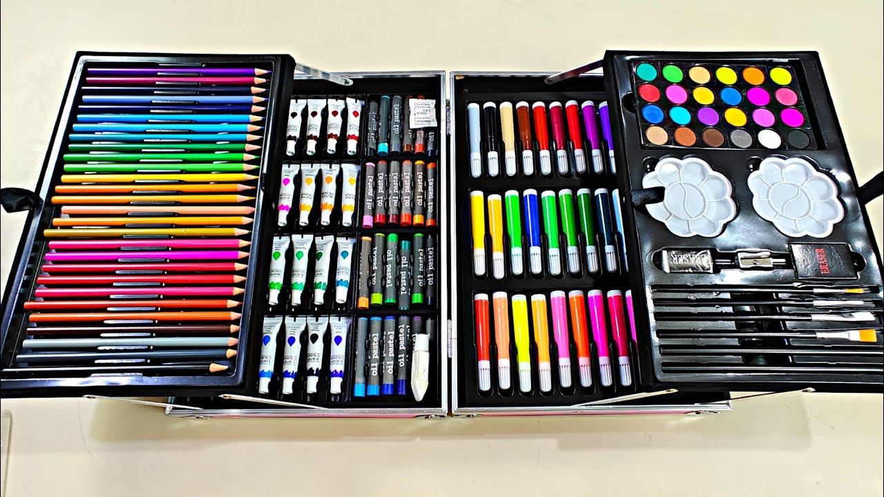 unicorn coloring art box, art kit, unicorn paint box, stationery set, unboxing and review in hindi