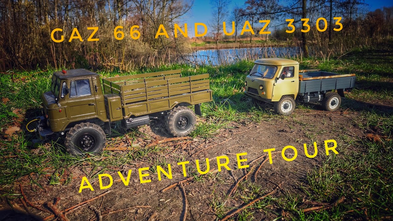 RC Scale GAZ 66 and Uaz 3303 on Tour/Газ 66 и УАЗ 3303 весенний выезд 1/10 3д