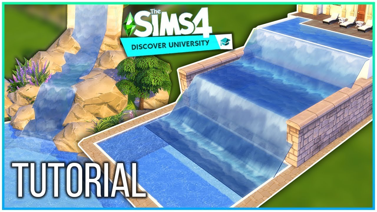 Sims 4 Tutorial - Waterfalls w/ Discover University [No CC, No Mods] | Kate Emerald