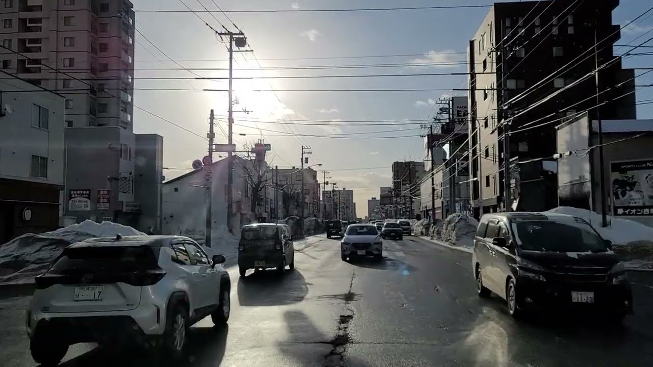 2026年2月24日朝　札幌市西区発寒6条9丁目～二十四軒手稲通～北5条手稲通～手稲左股通～山の手通交差点　ドライブ