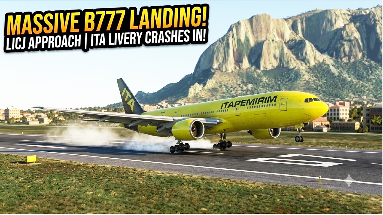 Hard Landing! ITA Airways Boeing 777 Slams the Runway at Palermo Airport (LICJ)