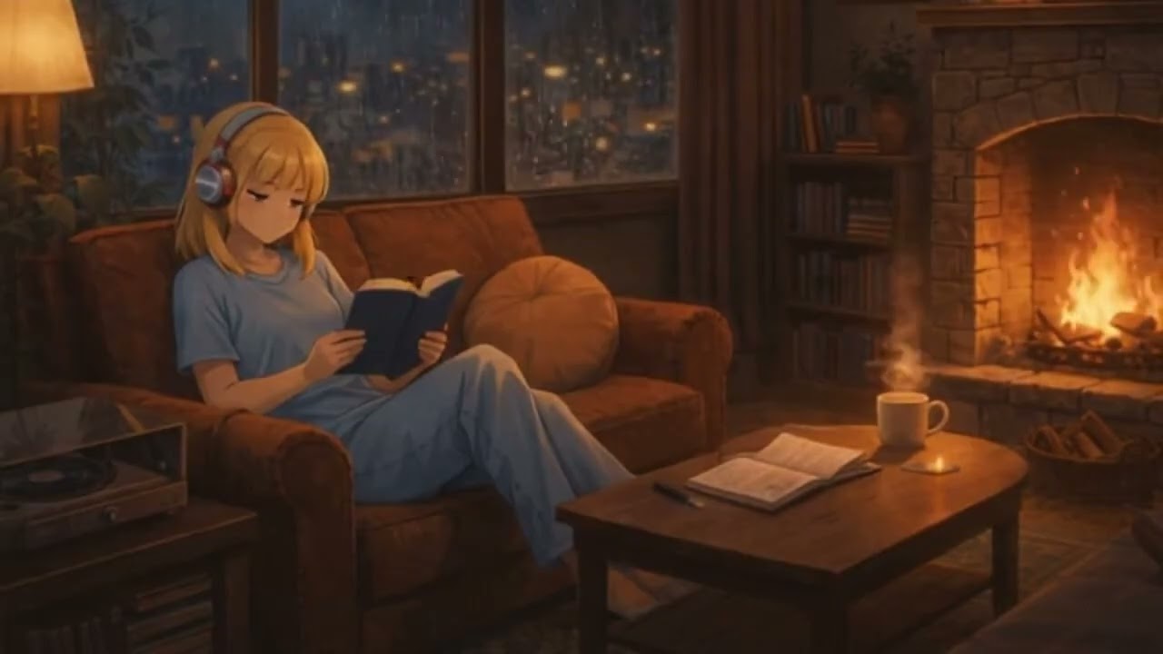 Som de chuva para dormir e estudar 🌧️🔥 Ambiente lofi aconchegante com lareira