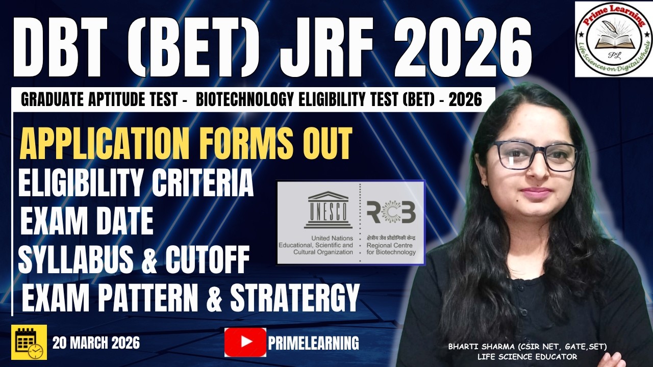 DBT (BET) JRF 2026 | Eligibility, Exam date, syllabus, Exam pattern, cutoff & stratergy | BET 2026